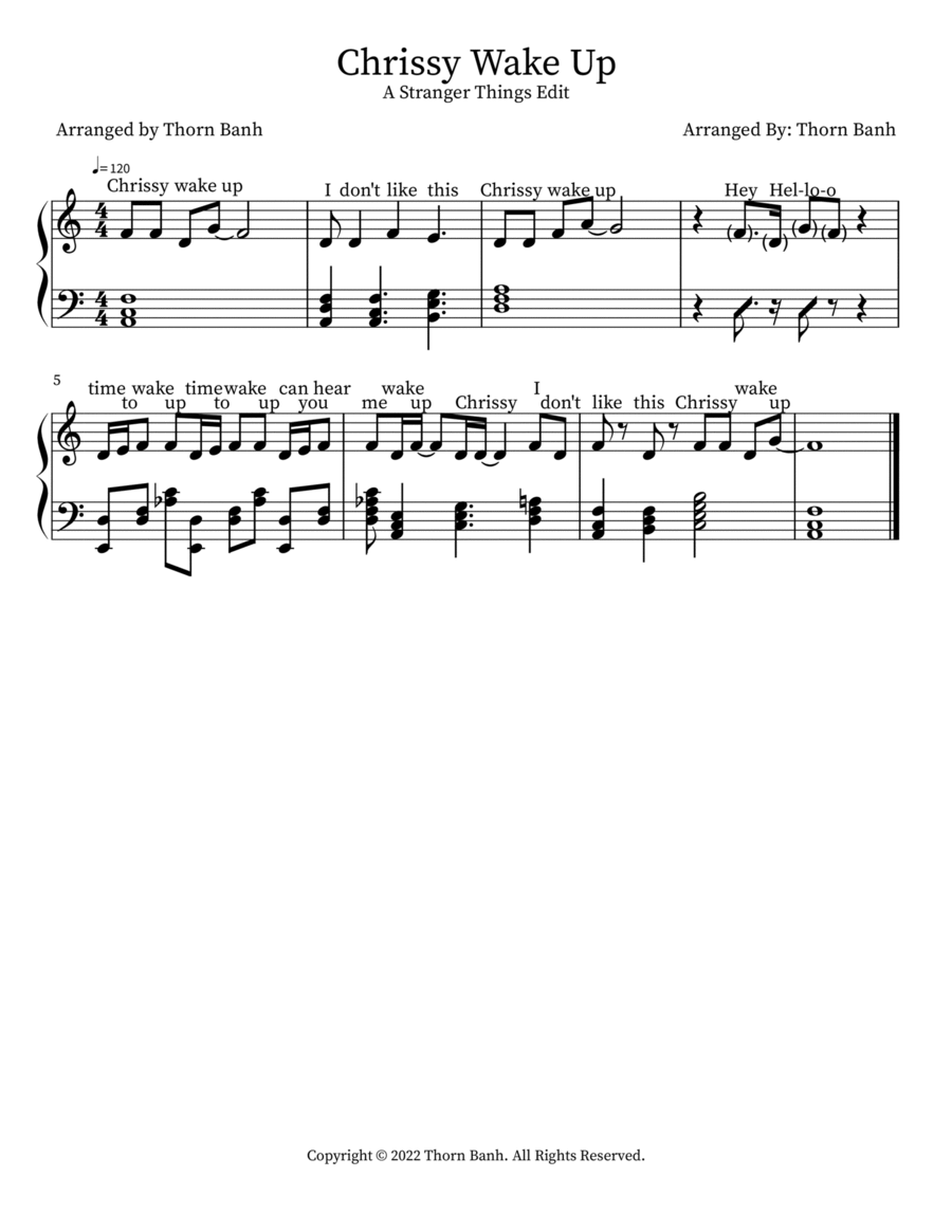 Chrissy Wake Up Chrissy Wake Up Easy Piano scores gallery preview page 1
