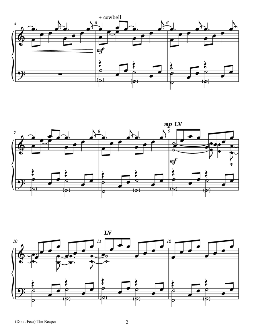 Don't Fear The Reaper - Score Only Handbell Choir scores gallery preview page 2
