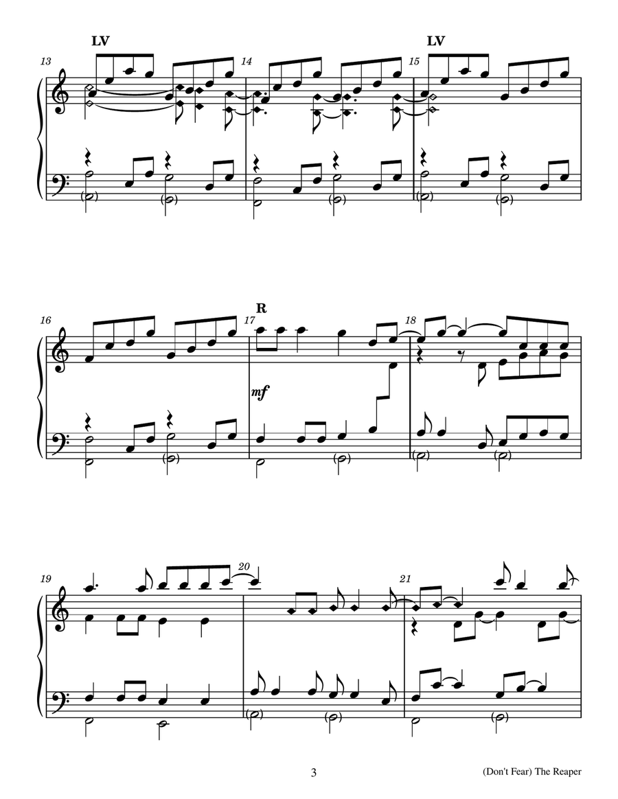 Don't Fear The Reaper - Score Only Handbell Choir scores gallery preview page 3