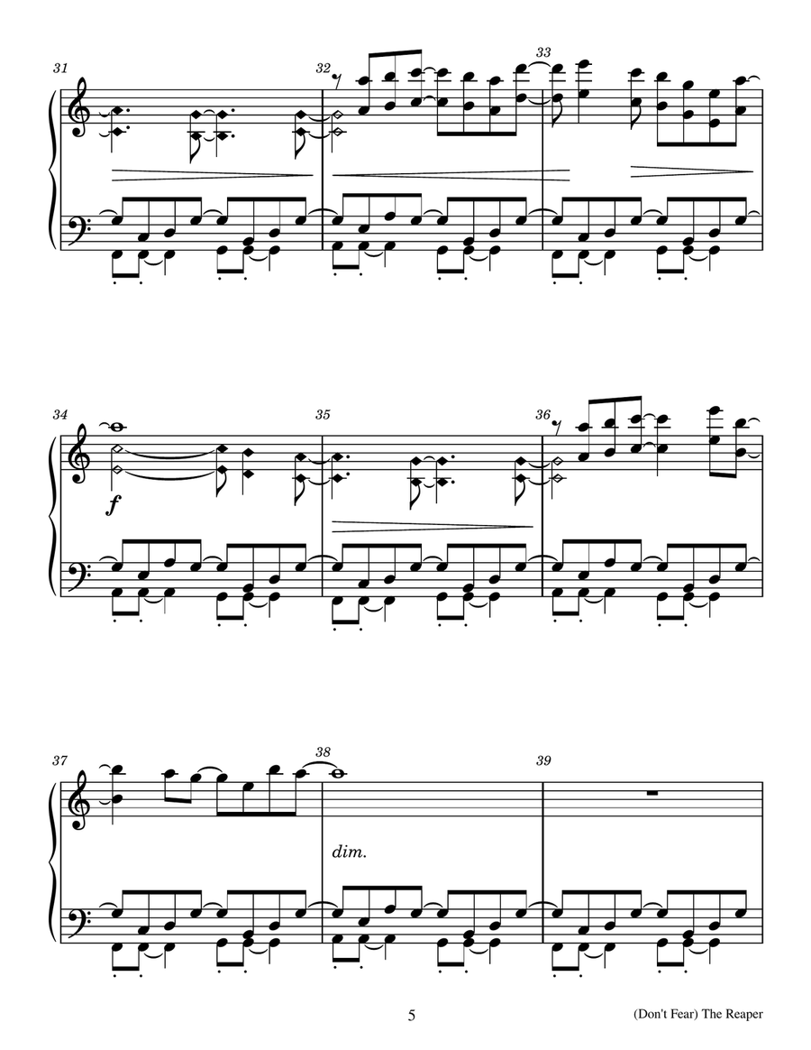 Don't Fear The Reaper - Score Only Handbell Choir scores gallery preview page 5