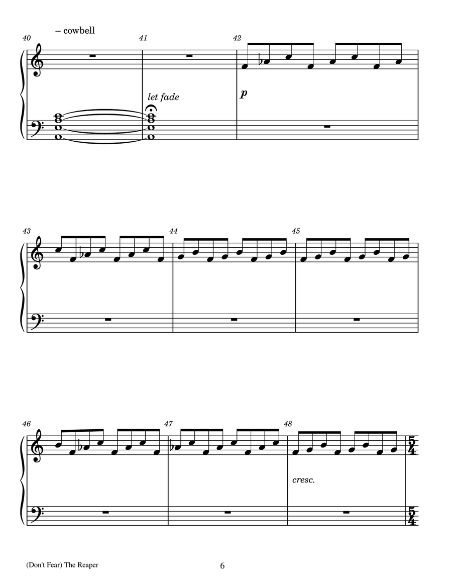 Don't Fear The Reaper - Score Only Handbell Choir scores gallery preview page 6