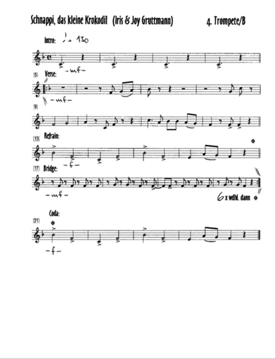 Schnappi Das Kleine Krokodil Jazz Ensemble scores gallery preview page 4