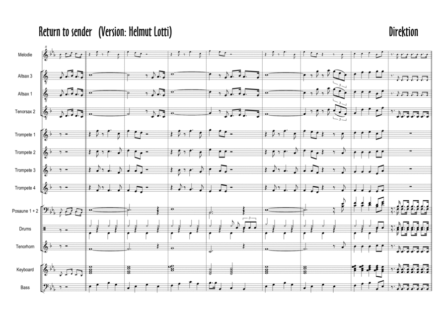 Return To Sender Tenor Saxophone scores gallery preview page 1
