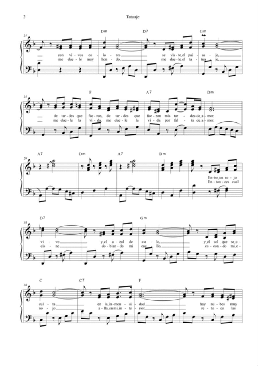 Tatuaje Piano Solo scores gallery preview page 2
