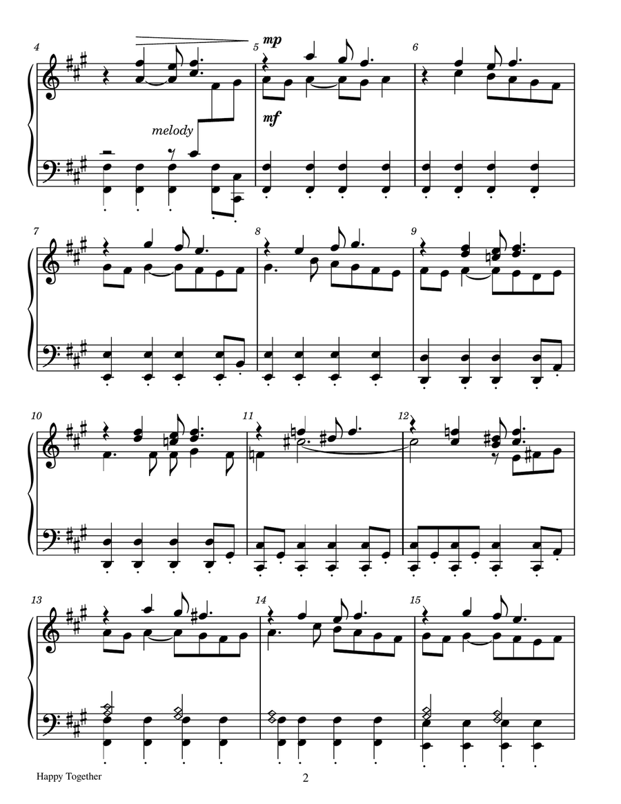 Happy Together - Score Only Handbell Choir scores gallery preview page 2