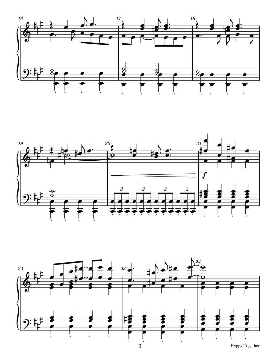 Happy Together - Score Only Handbell Choir scores gallery preview page 3
