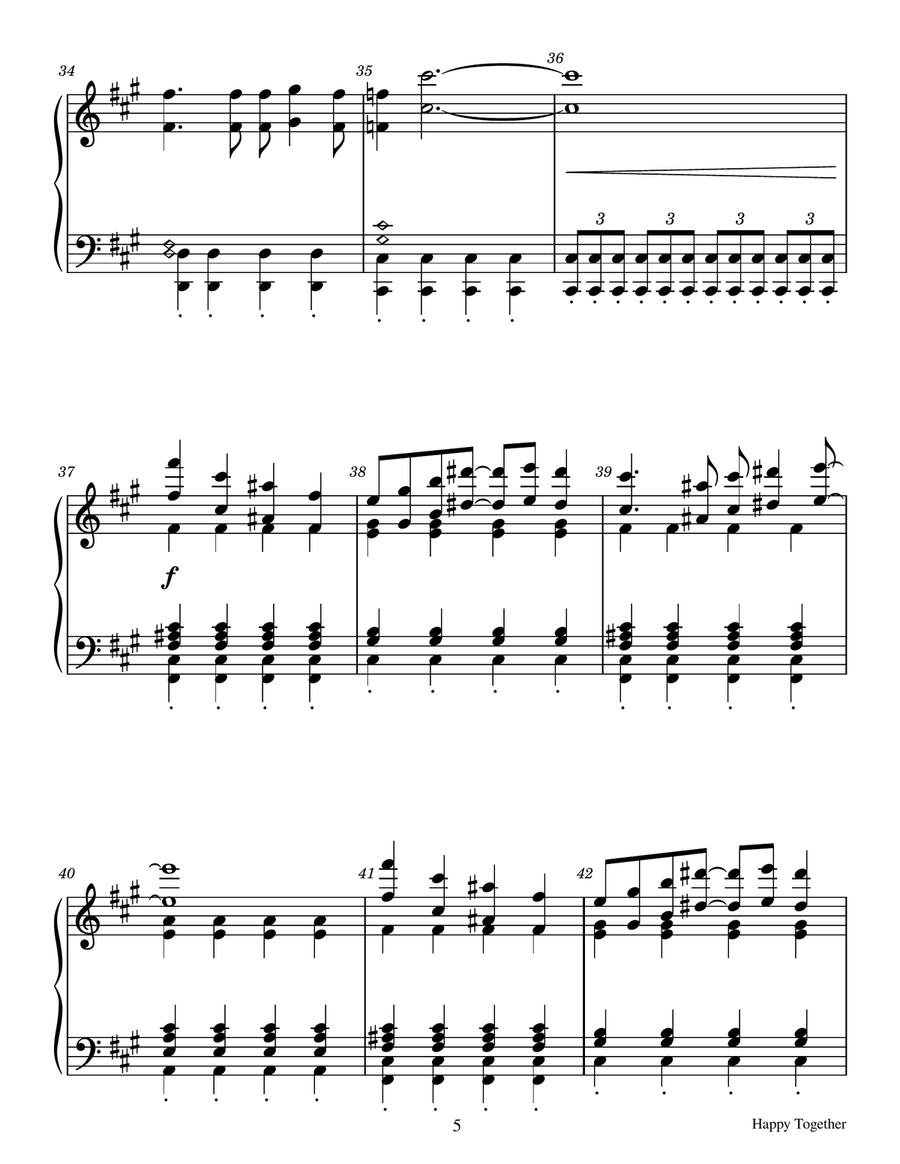 Happy Together - Score Only Handbell Choir scores gallery preview page 5