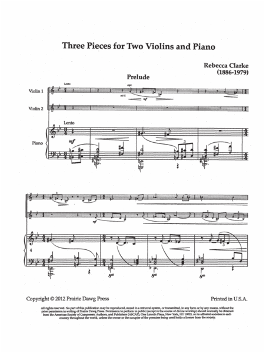 Three Pieces for Two Violins and Piano Violin scores gallery preview page 3