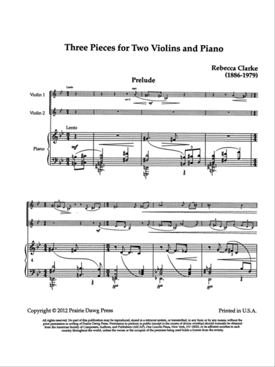 Three Pieces for Two Violins and Piano Violin scores gallery preview page 4
