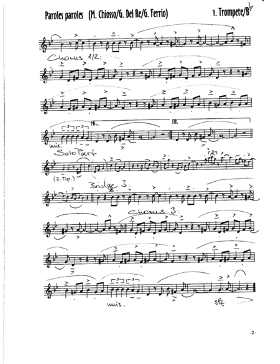 Paroles Paroles Jazz Ensemble scores gallery preview page 2