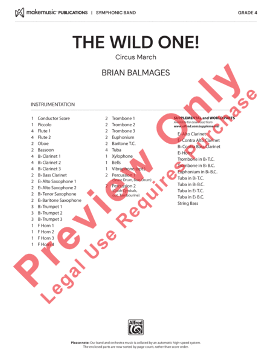 The Wild One! The Wild One! Concert Band scores gallery preview page 2