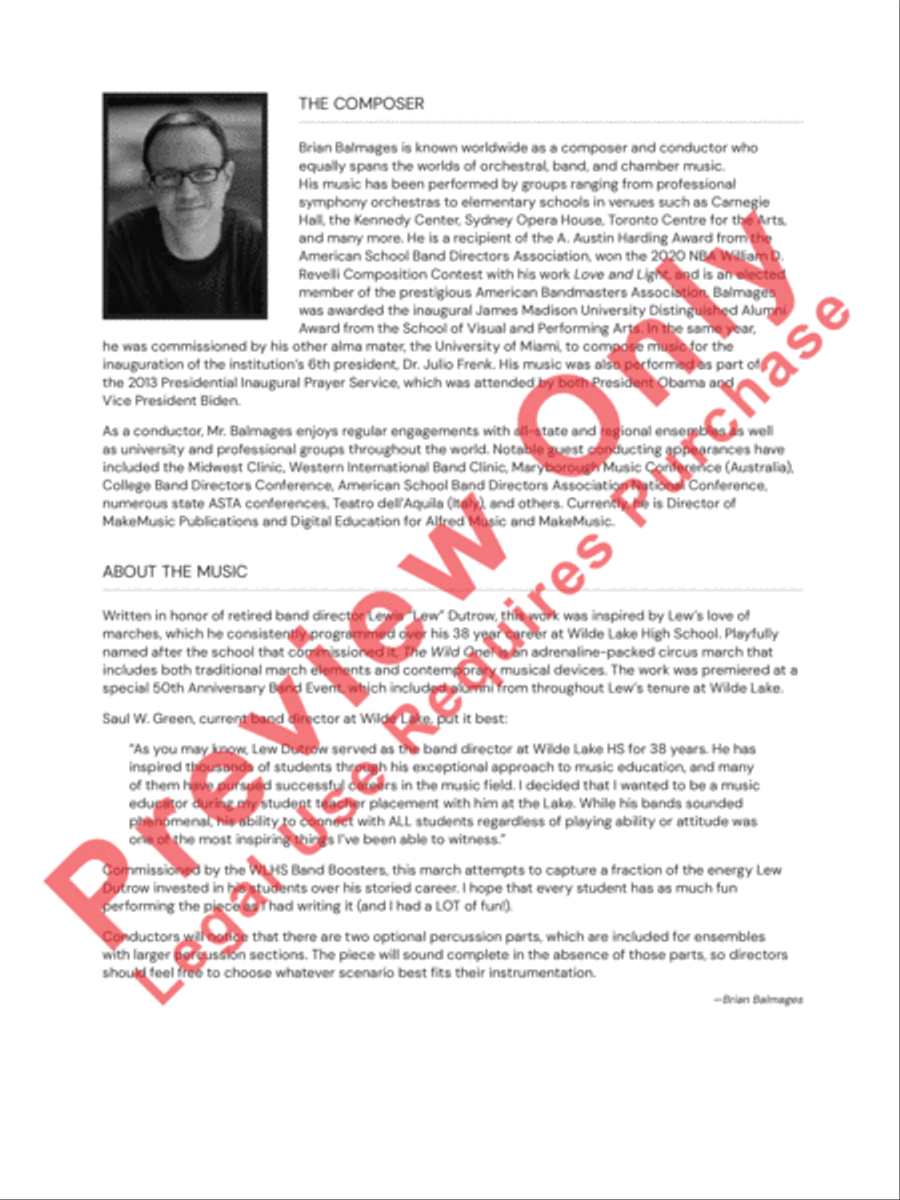 The Wild One! The Wild One! Concert Band scores gallery preview page 3
