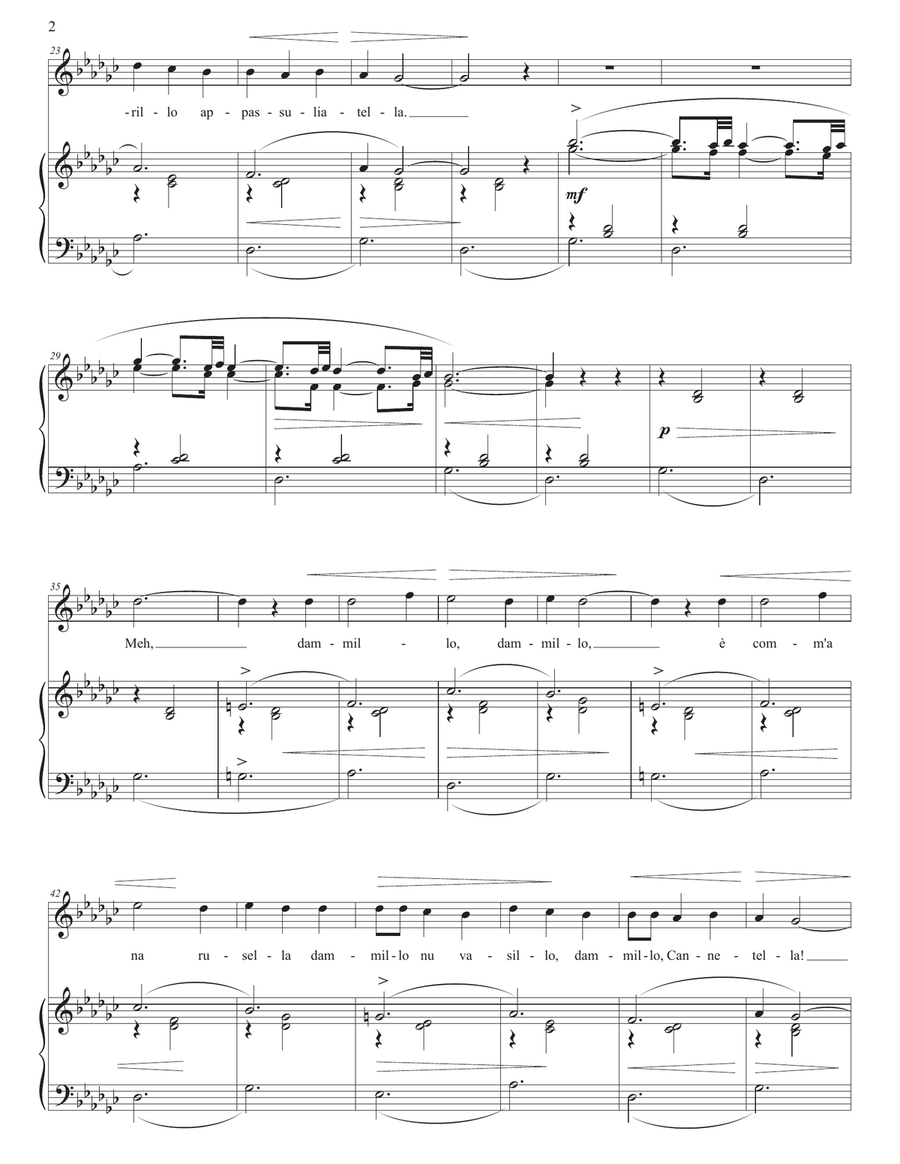 TOSTI: 'A vucchella (transposed to G-flat major) Piano, Vocal scores gallery preview page 3