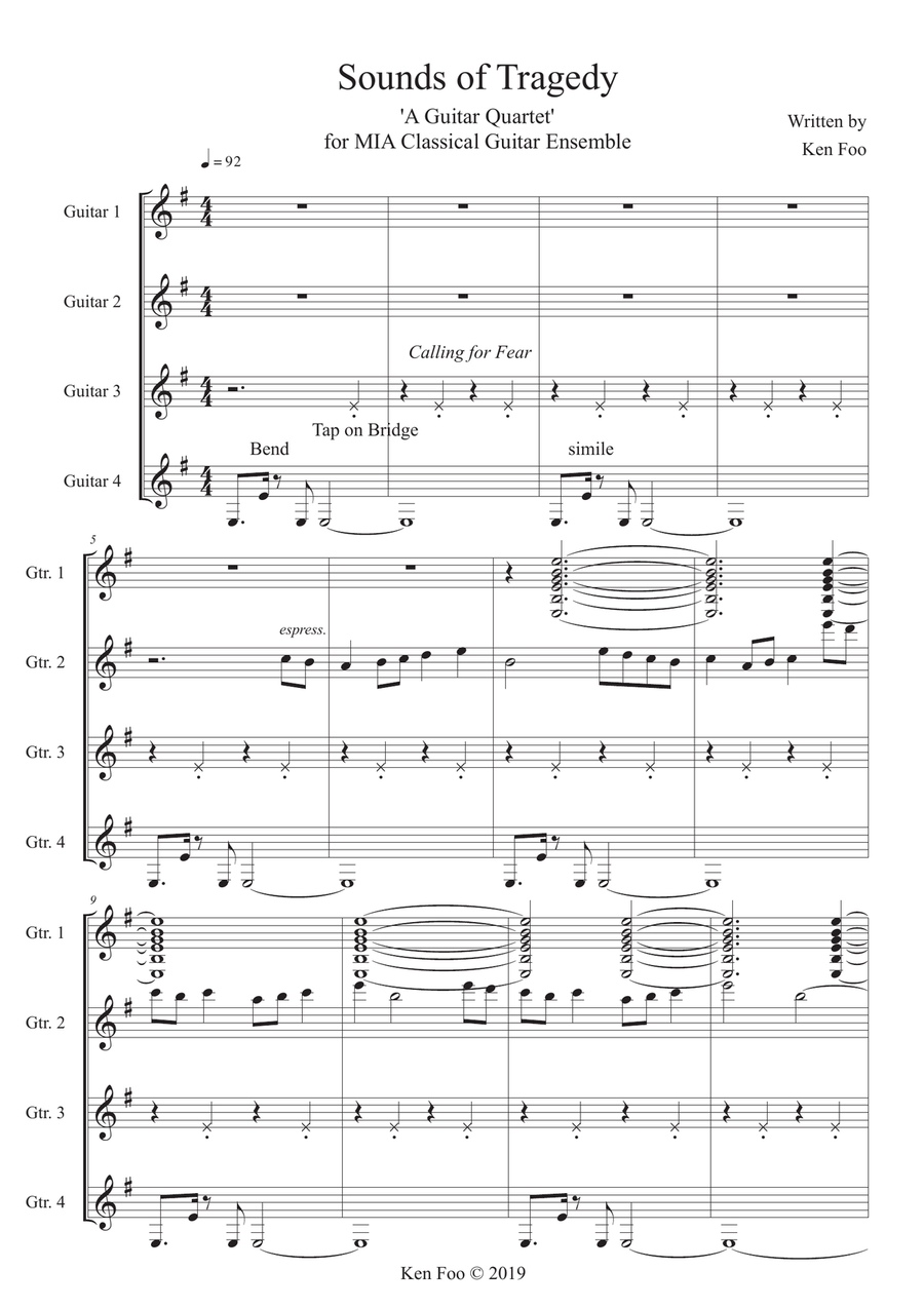 Ken Foo | Sounds Of Tragedy (Original) Guitar Ensemble scores gallery preview page 2