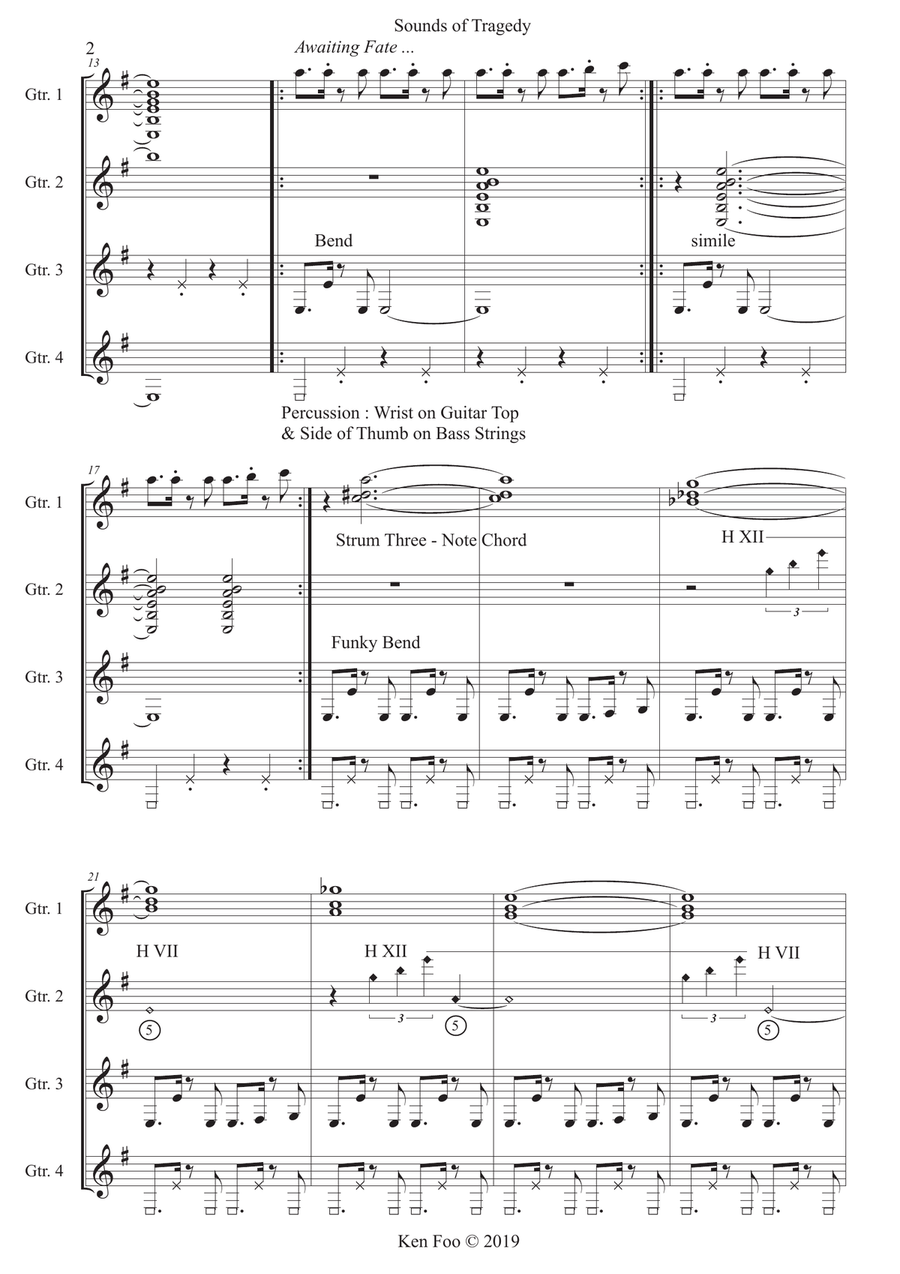 Ken Foo | Sounds Of Tragedy (Original) Guitar Ensemble scores gallery preview page 3