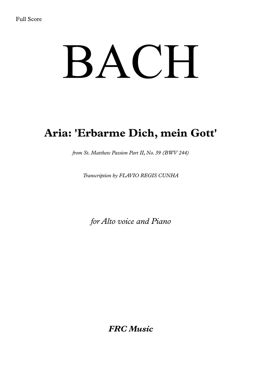 Bach: Erbarme dich mein Gott - Matthäuspassion - (for Alto Solo and Piano) Piano, Vocal scores gallery preview page 2