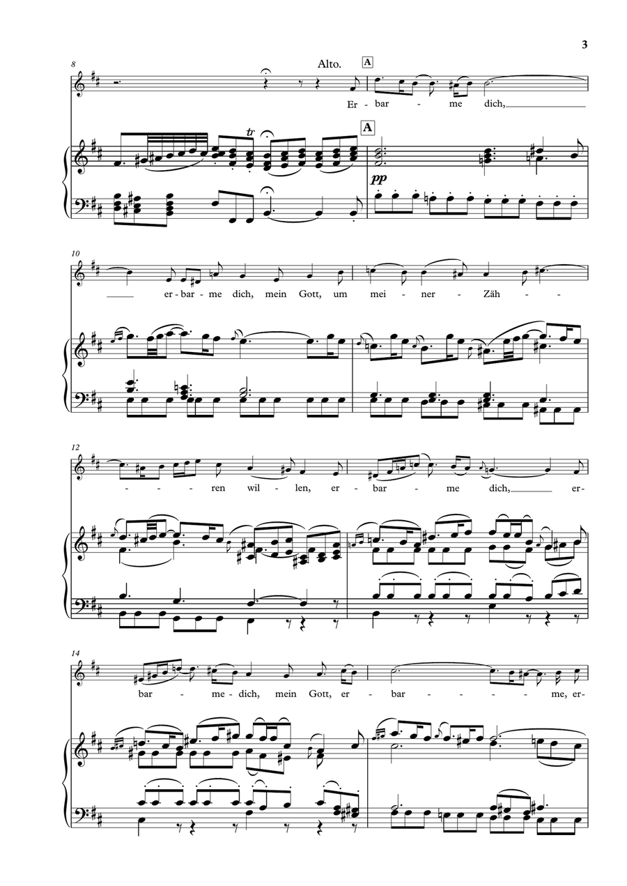 Bach: Erbarme dich mein Gott - Matthäuspassion - (for Alto Solo and Piano) Piano, Vocal scores gallery preview page 4