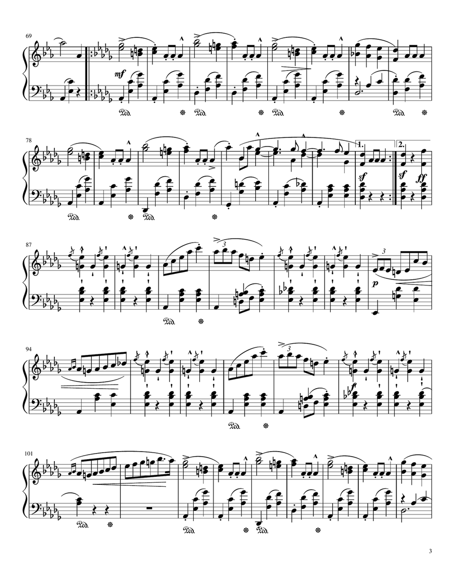 Waltz Op. 18, Nº 1 (The Grande Valse Brillante in E-Flat Major) Piano Solo scores gallery preview page 3