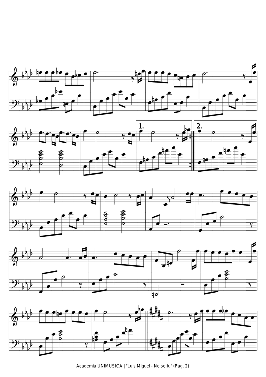 No Se Tu Piano, Vocal scores gallery preview page 2