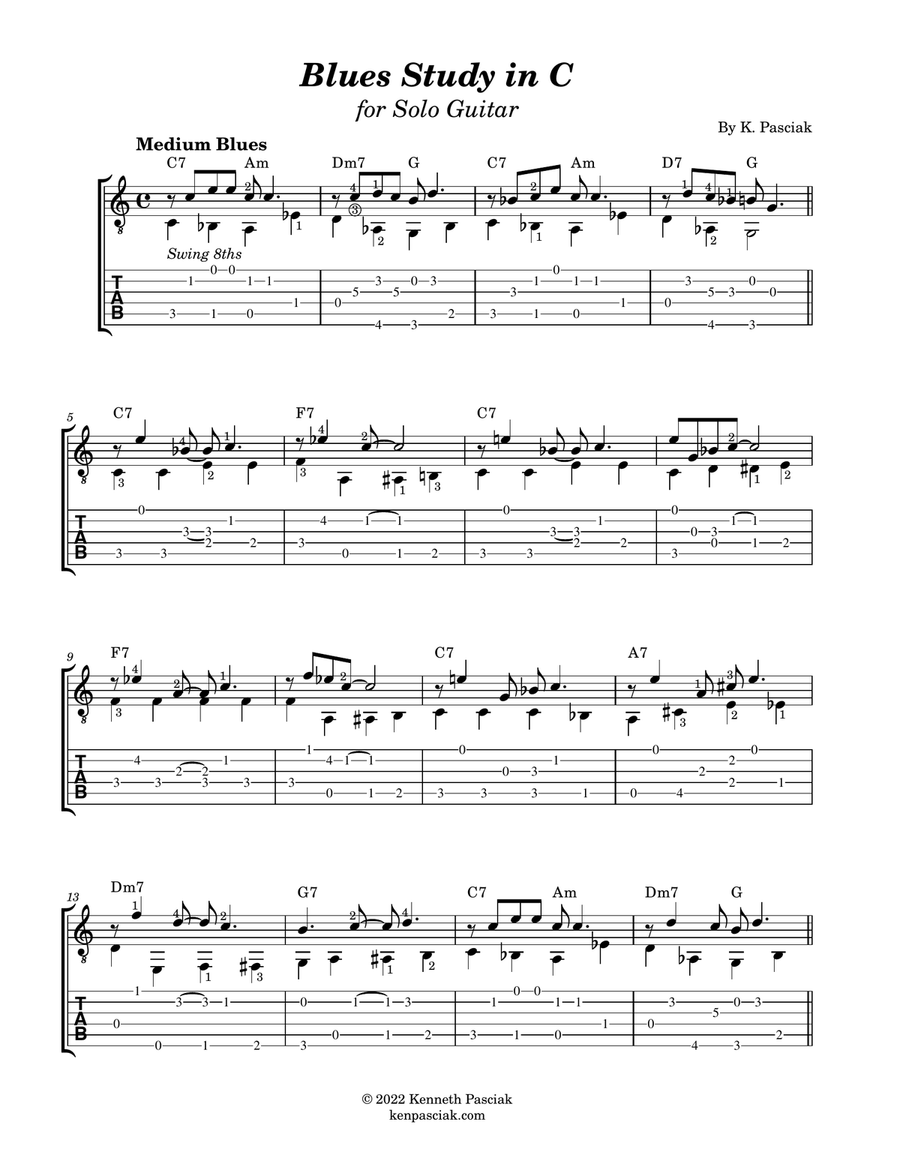 Blues Study in C (for Solo Guitar) Acoustic Guitar scores gallery preview page 2