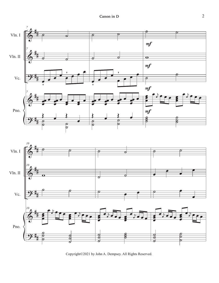Canon in D (Piano Quartet): Two Violins, Cello and Piano Piano Quartet scores gallery preview page 6