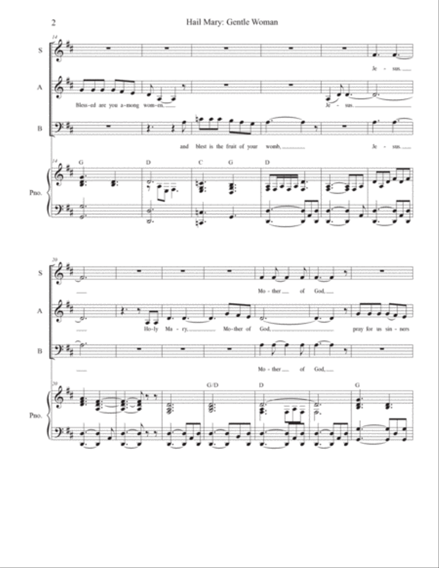 Hail Mary: Gentle Woman Choir scores gallery preview page 2