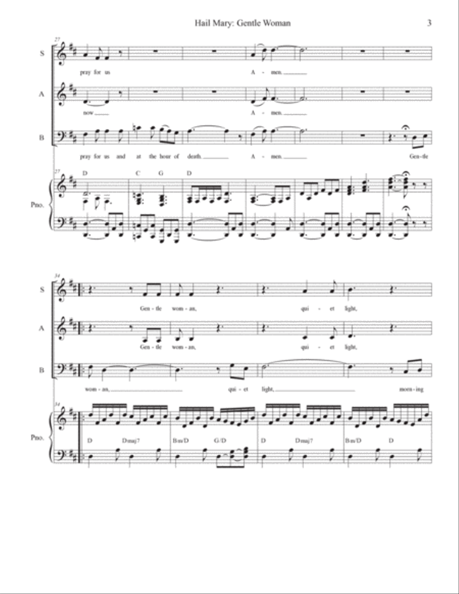 Hail Mary: Gentle Woman Choir scores gallery preview page 3