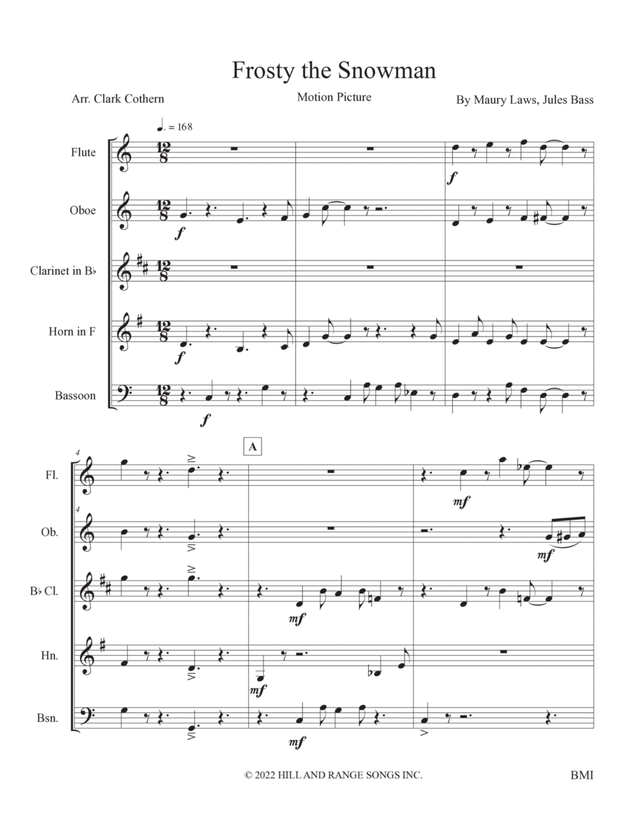 Frosty The Snowman (motion Picture) Bassoon scores gallery preview page 1