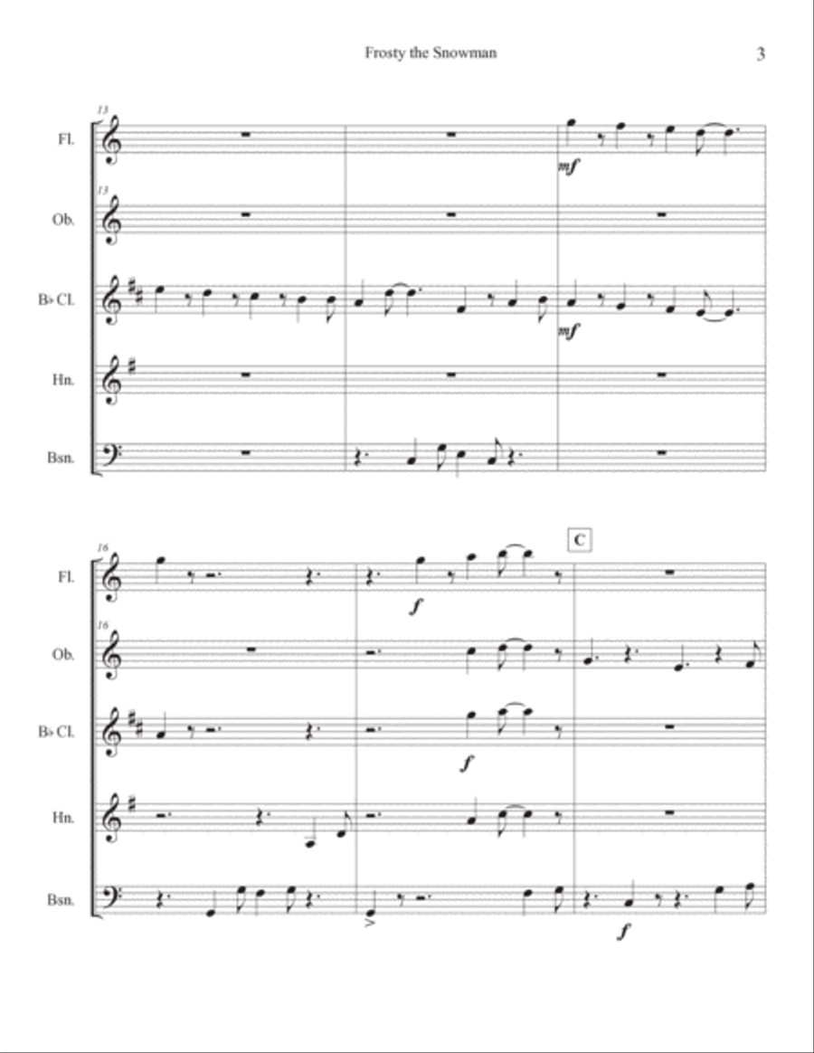 Frosty The Snowman (motion Picture) Bassoon scores gallery preview page 3
