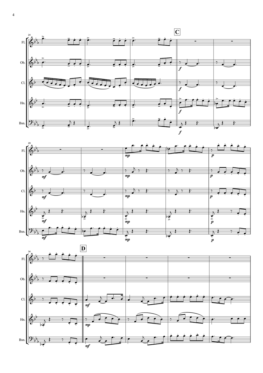 Hidden life Woodwind Quintet scores gallery preview page 4