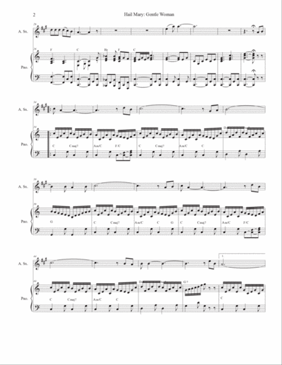 Hail Mary: Gentle Woman Alto Saxophone scores gallery preview page 2