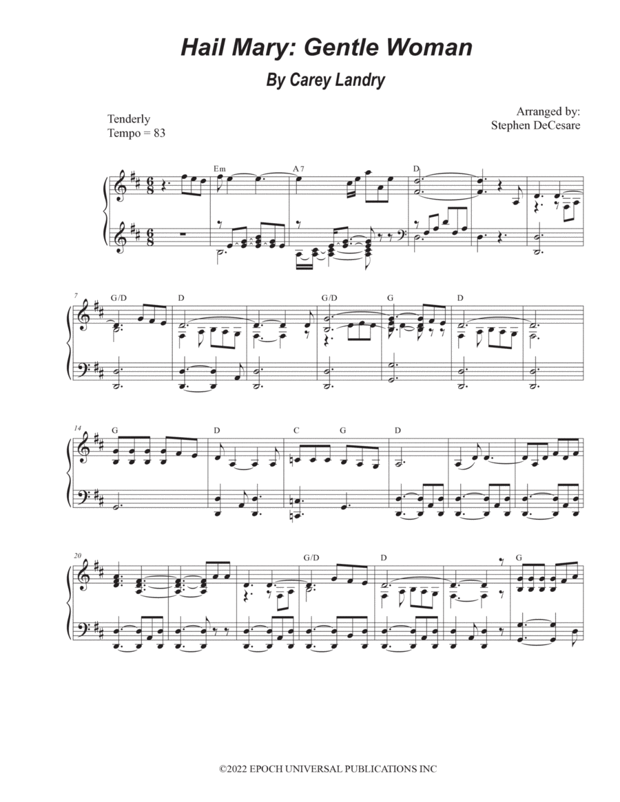 Hail Mary: Gentle Woman Piano Solo scores gallery preview page 1