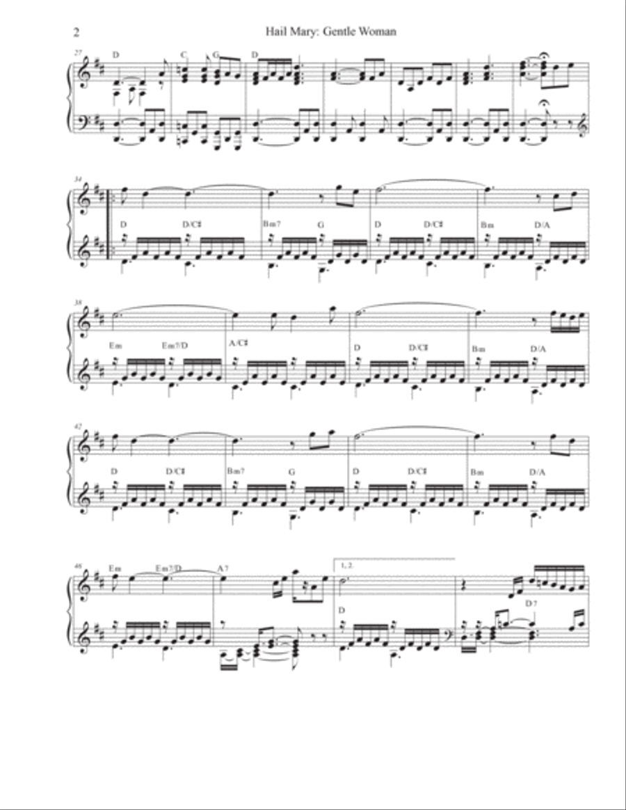 Hail Mary: Gentle Woman Piano Solo scores gallery preview page 2
