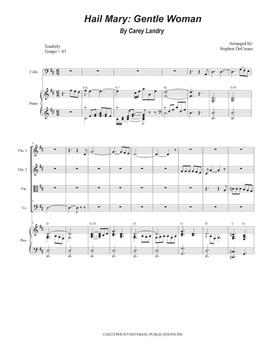Hail Mary: Gentle Woman Cello scores gallery preview page 1