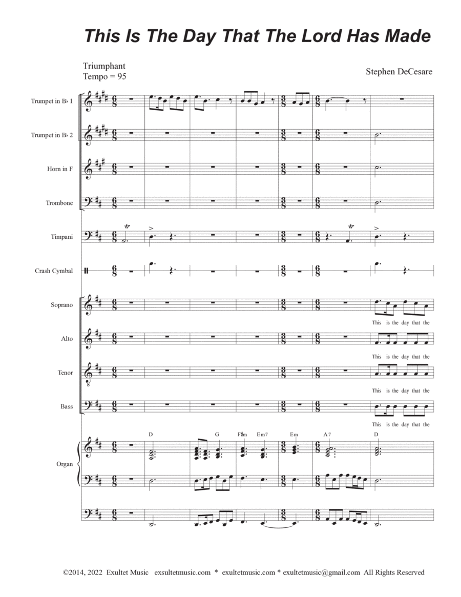 This Is The Day That The Lord Has Made (Solo and SATB) Divisi scores gallery preview page 1