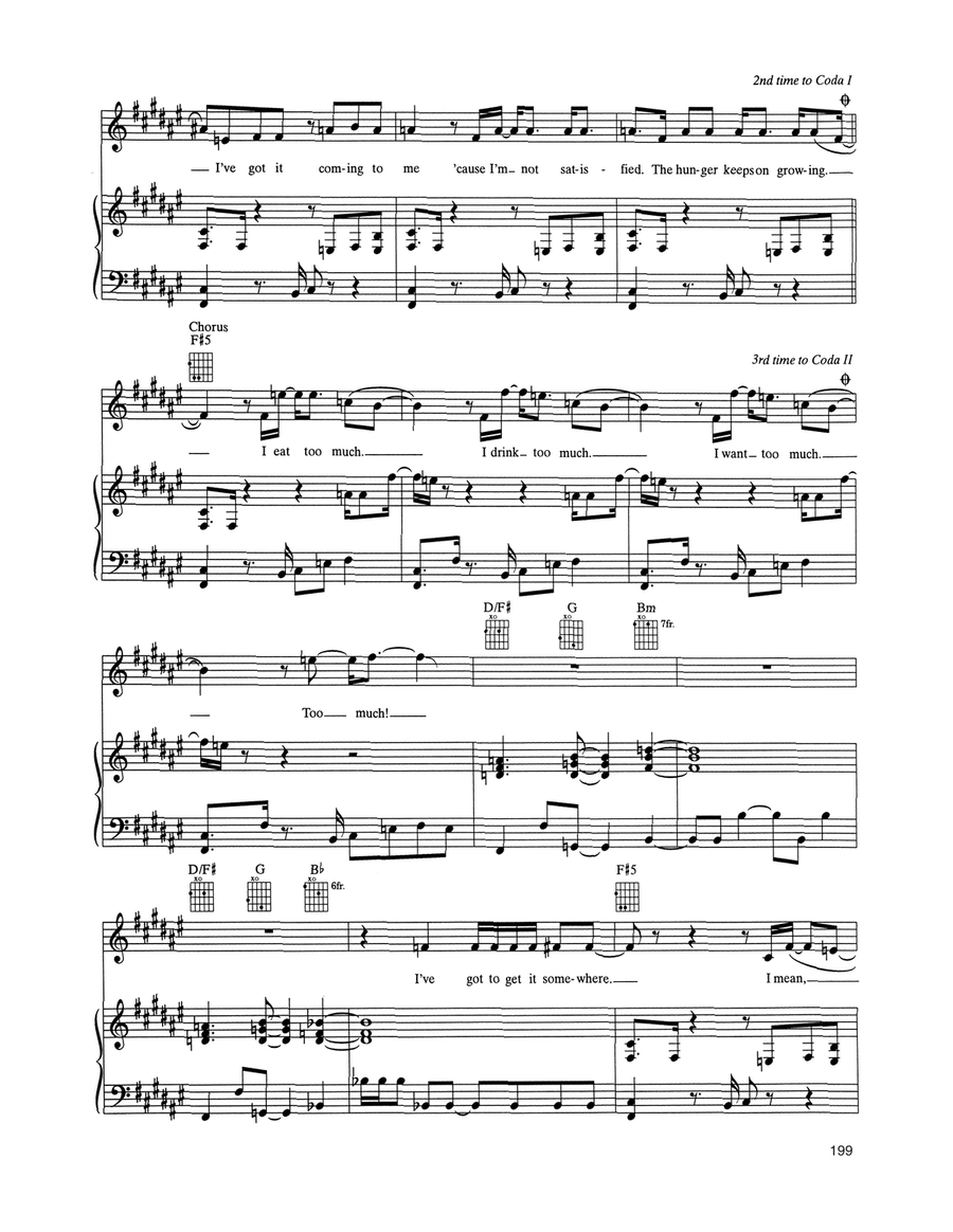 Too Much Too Much Piano, Vocal, Guitar scores gallery preview page 3