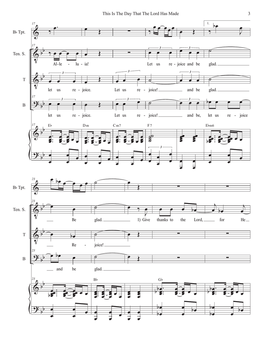 This Is The Day That The Lord Has Made (Psalm 118) (Duet for Tenor and Bass solo) Tenor Voice scores gallery preview page 3