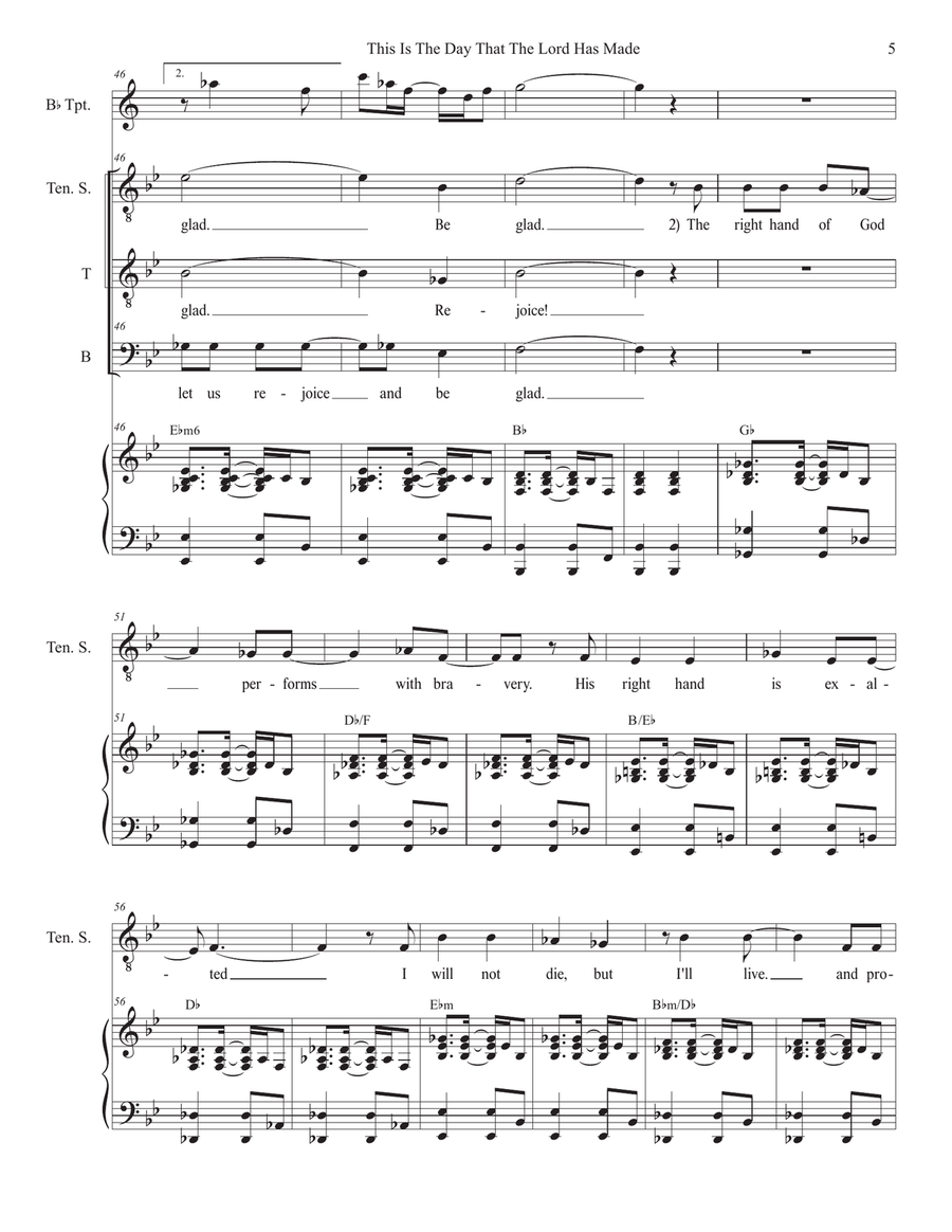 This Is The Day That The Lord Has Made (Psalm 118) (Duet for Tenor and Bass solo) Tenor Voice scores gallery preview page 5