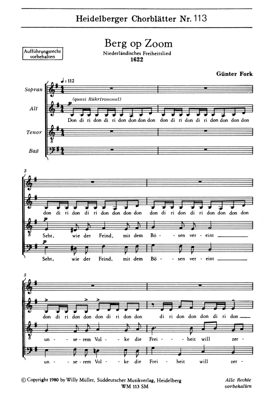 Heidelberger Chorblätter No. 113 4-Part scores gallery preview page 1