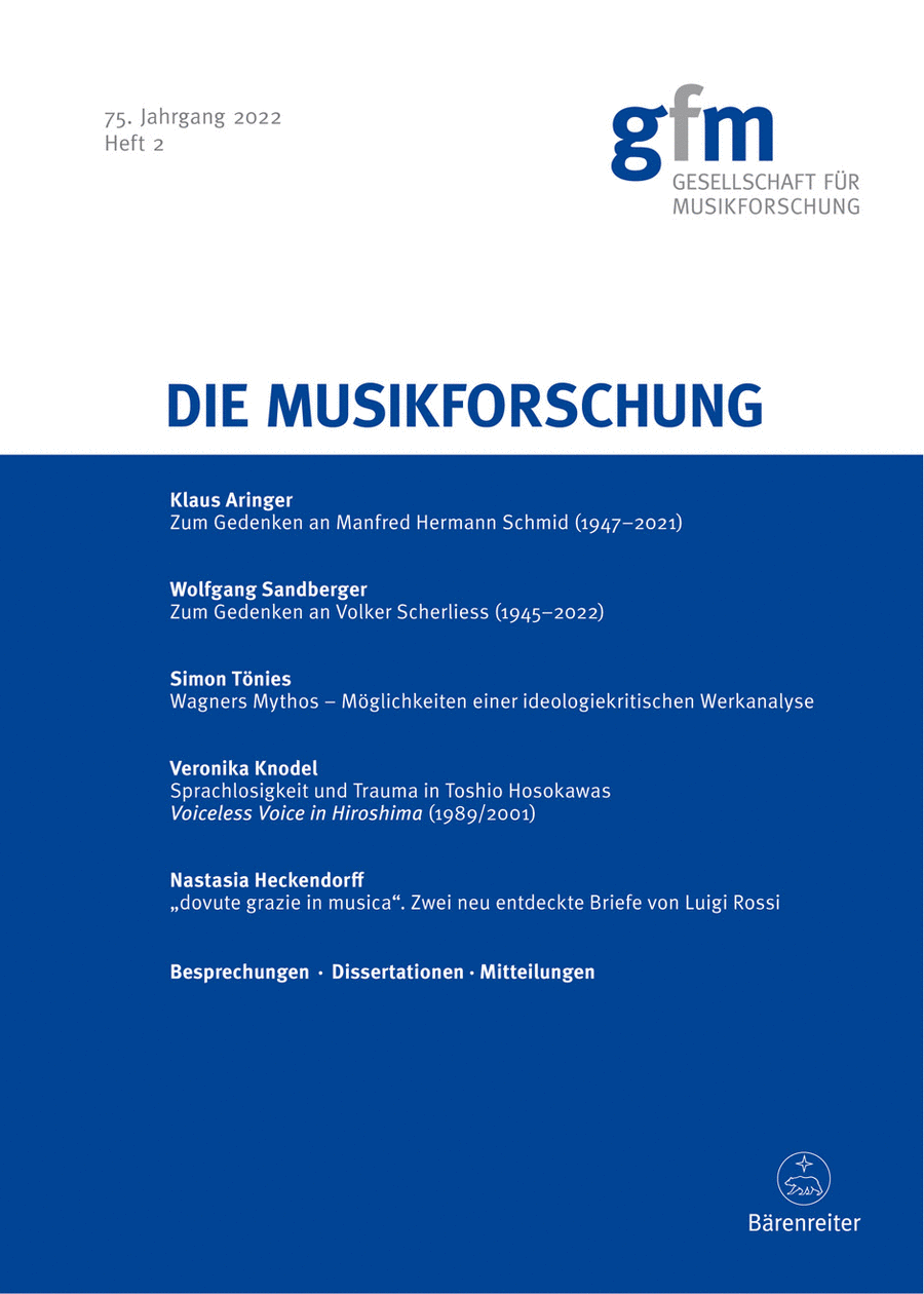 Die Musikforschung, Heft 2/2022 Magazines scores gallery preview page 1