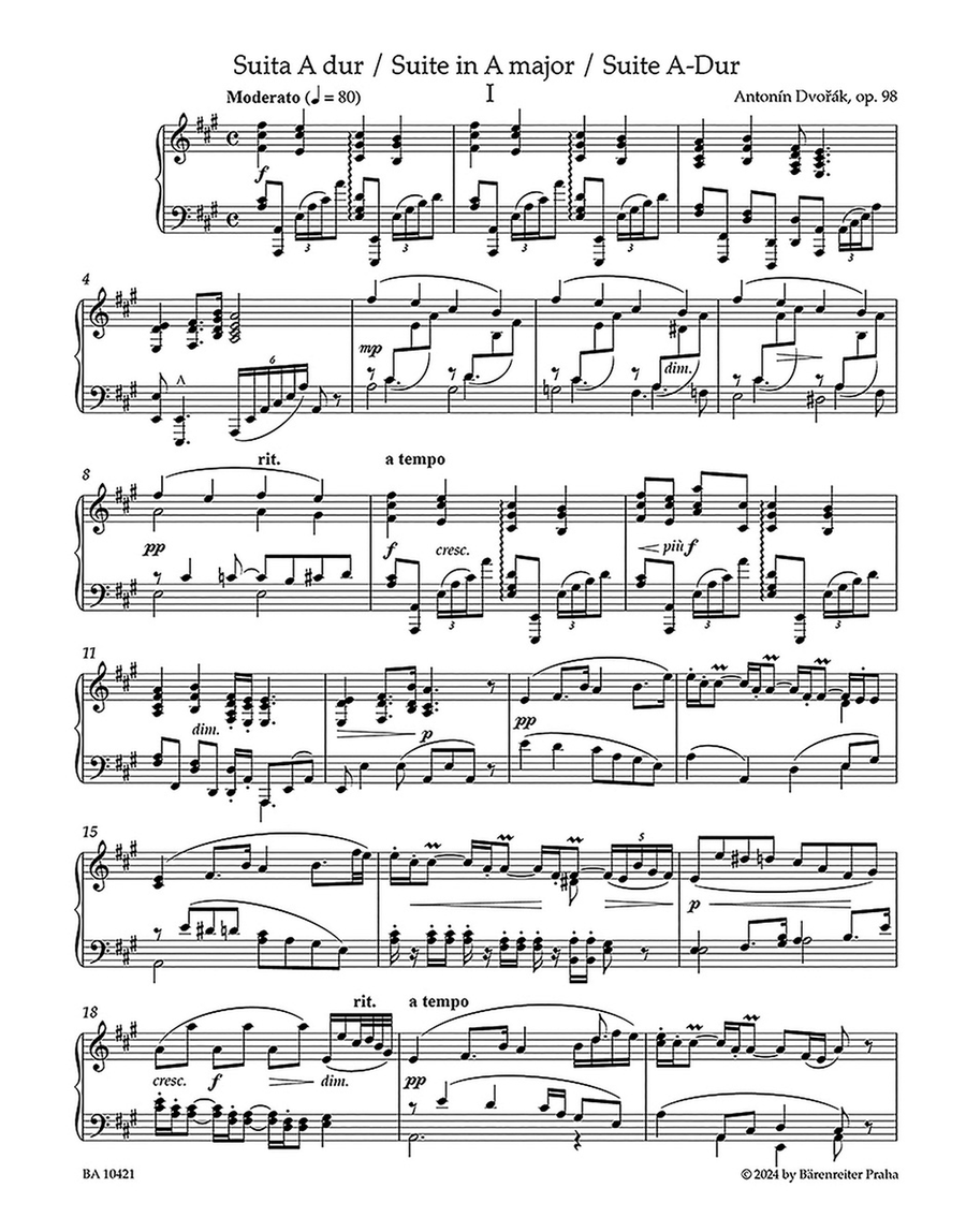 Suite for Piano in A major, op. 98 by Antonin Dvorak Piano Solo - Sheet Music page 2
