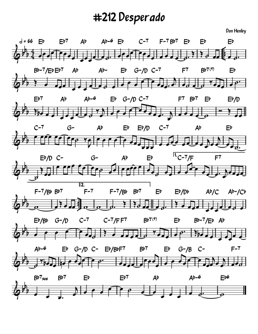 Desperado Piano scores gallery preview page 1