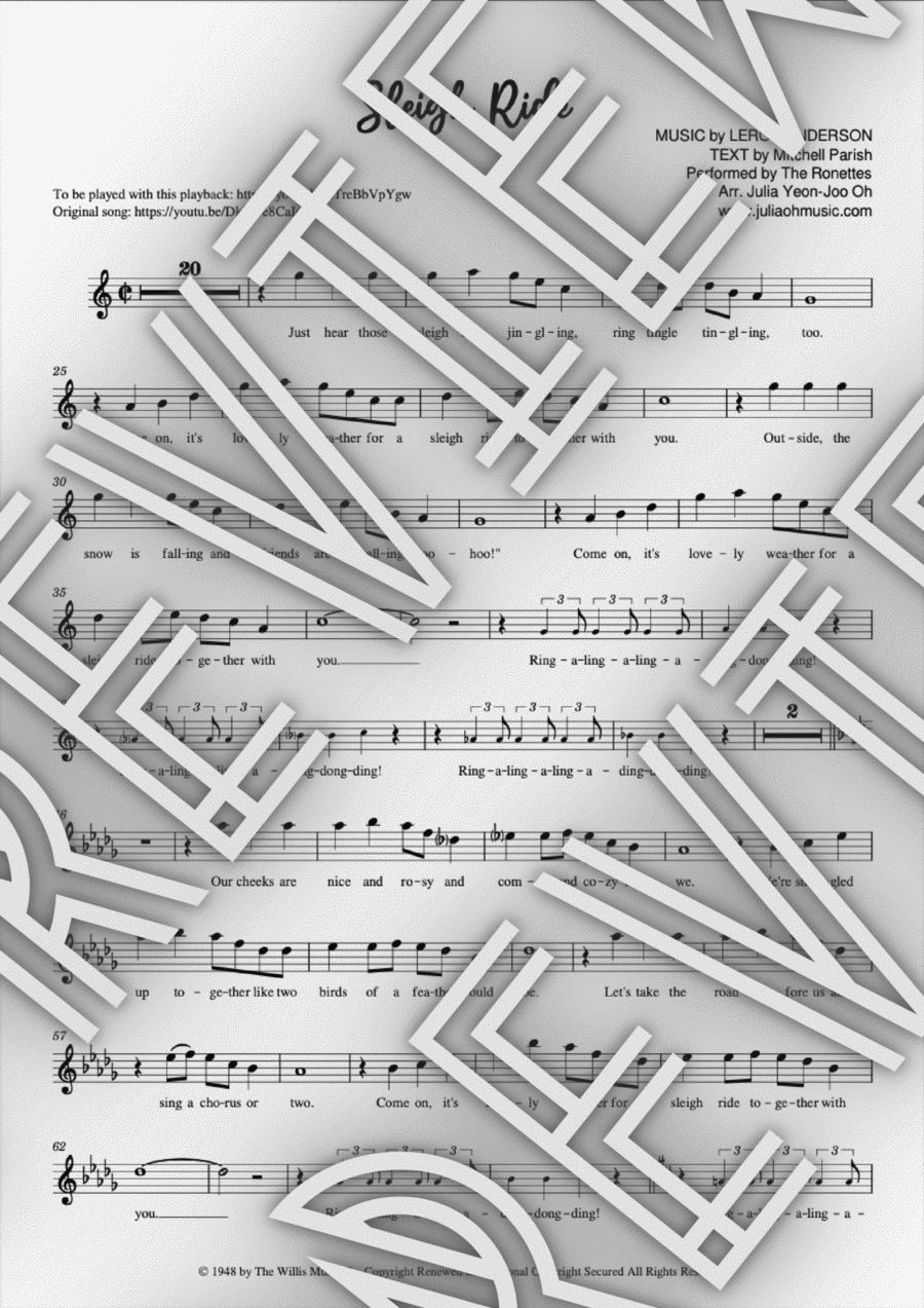 Sleigh Ride Violin Solo scores gallery preview page 1