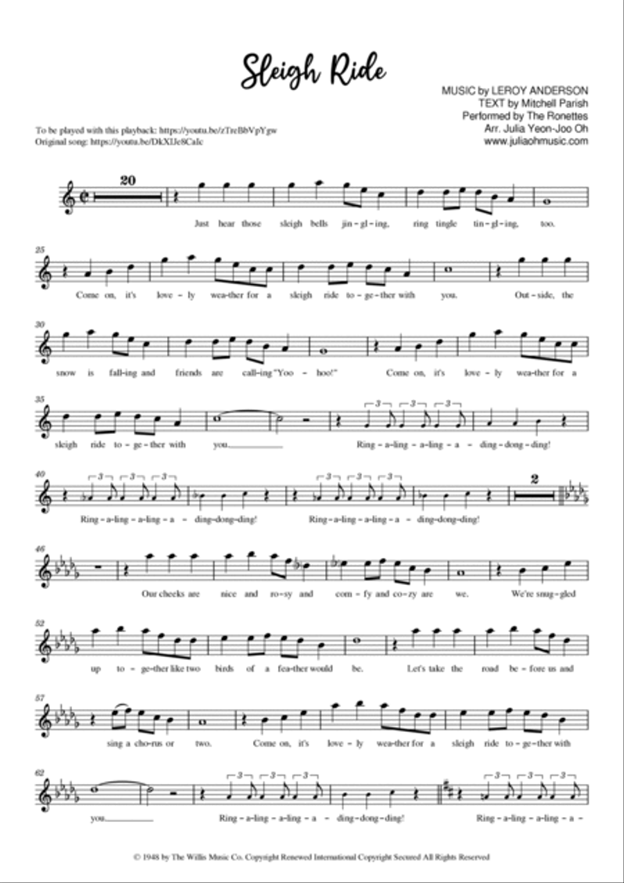 Sleigh Ride Violin Solo scores gallery preview page 2