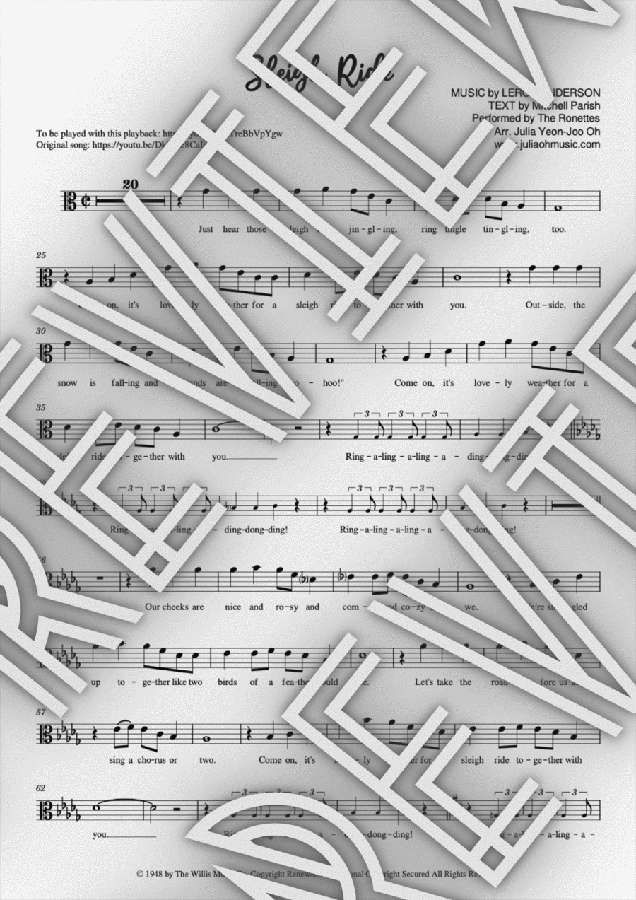 Sleigh Ride Viola Solo scores gallery preview page 1