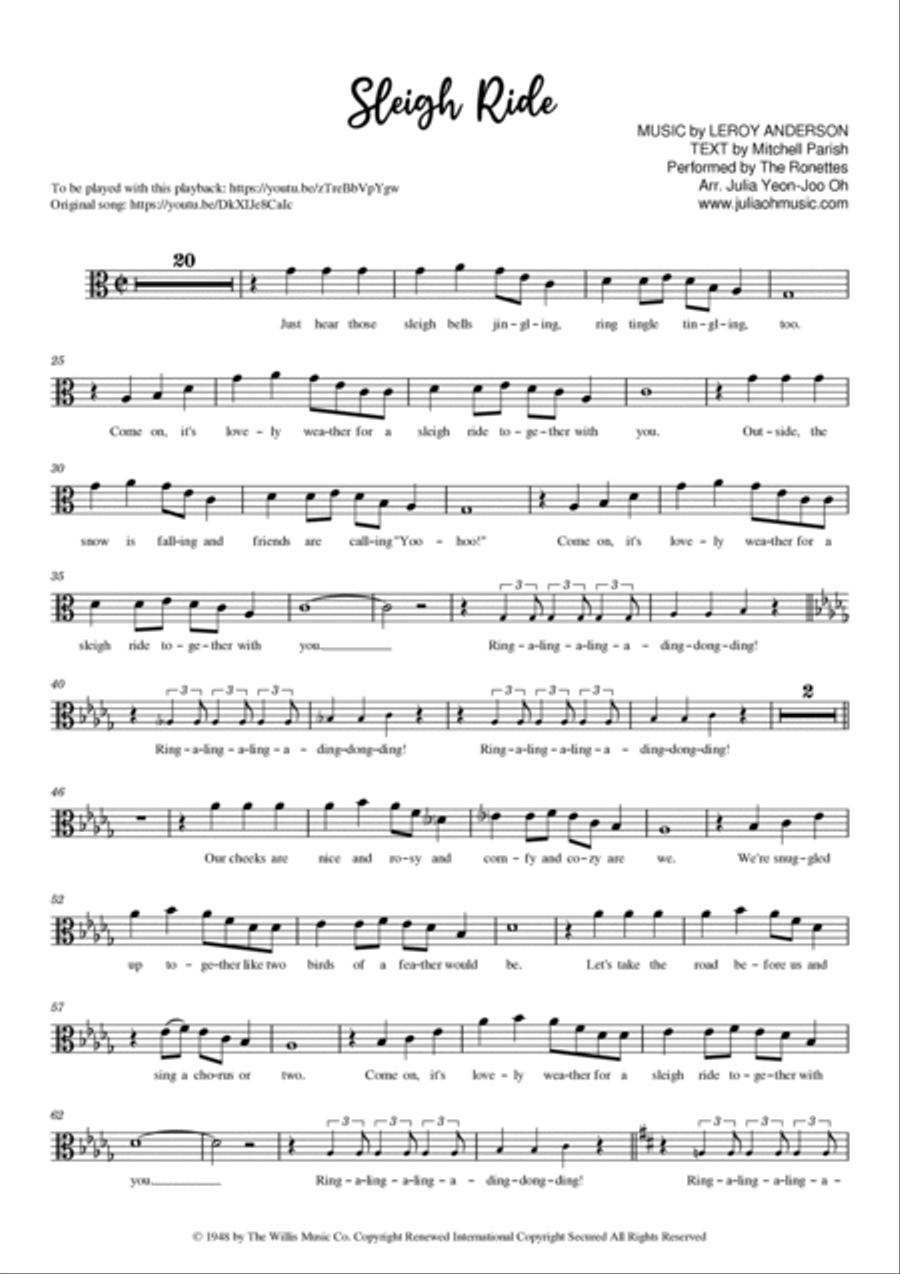 Sleigh Ride Viola Solo scores gallery preview page 2