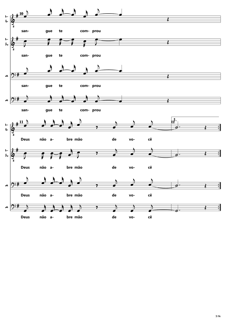 Deus Não Abre Mão de Você 4-Part scores gallery preview page 3