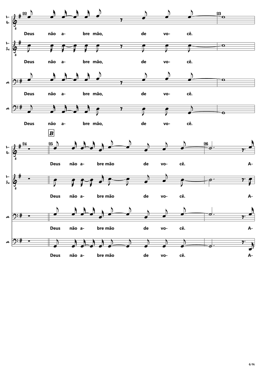 Deus Não Abre Mão de Você 4-Part scores gallery preview page 6