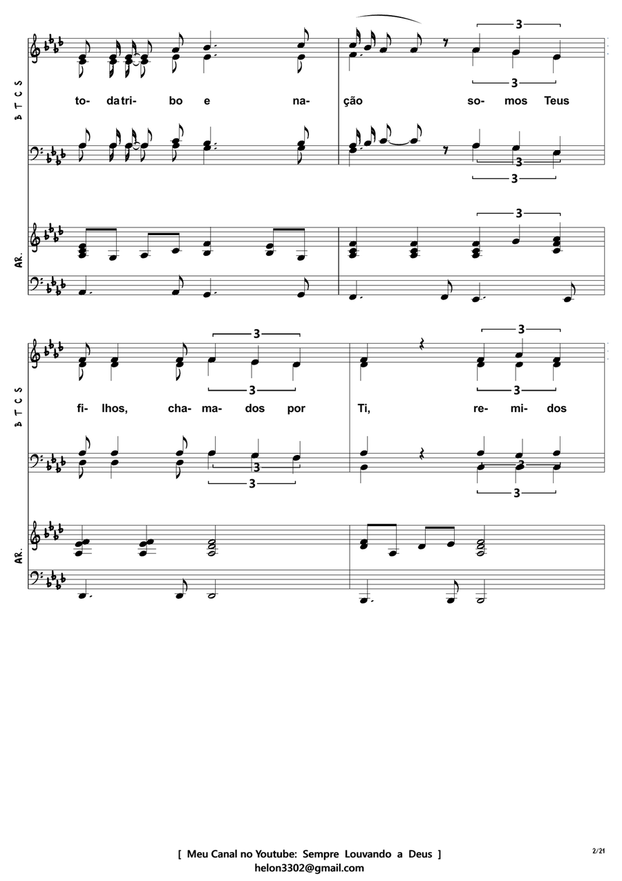 Aleluia, ao Cordeiro Aleluia, ao Cordeiro 4-Part scores gallery preview page 2