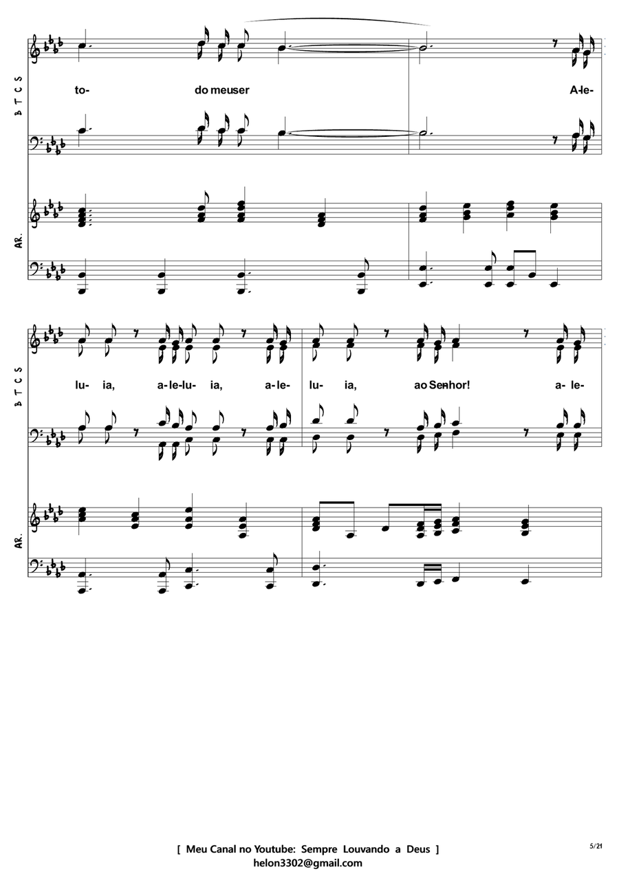 Aleluia, ao Cordeiro Aleluia, ao Cordeiro 4-Part scores gallery preview page 5